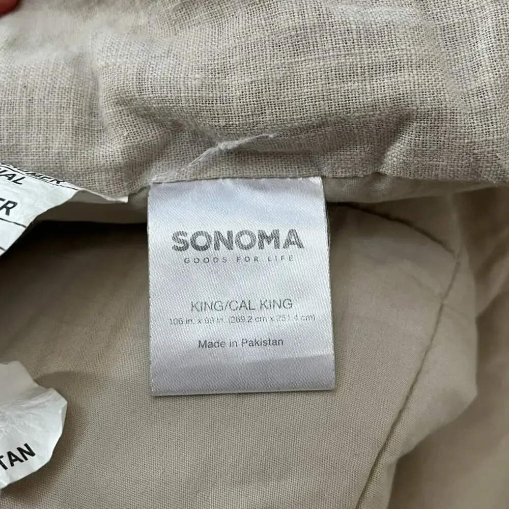 Sonoma Comforter Tan King Cal King Cotton Linen Blend Reversible
